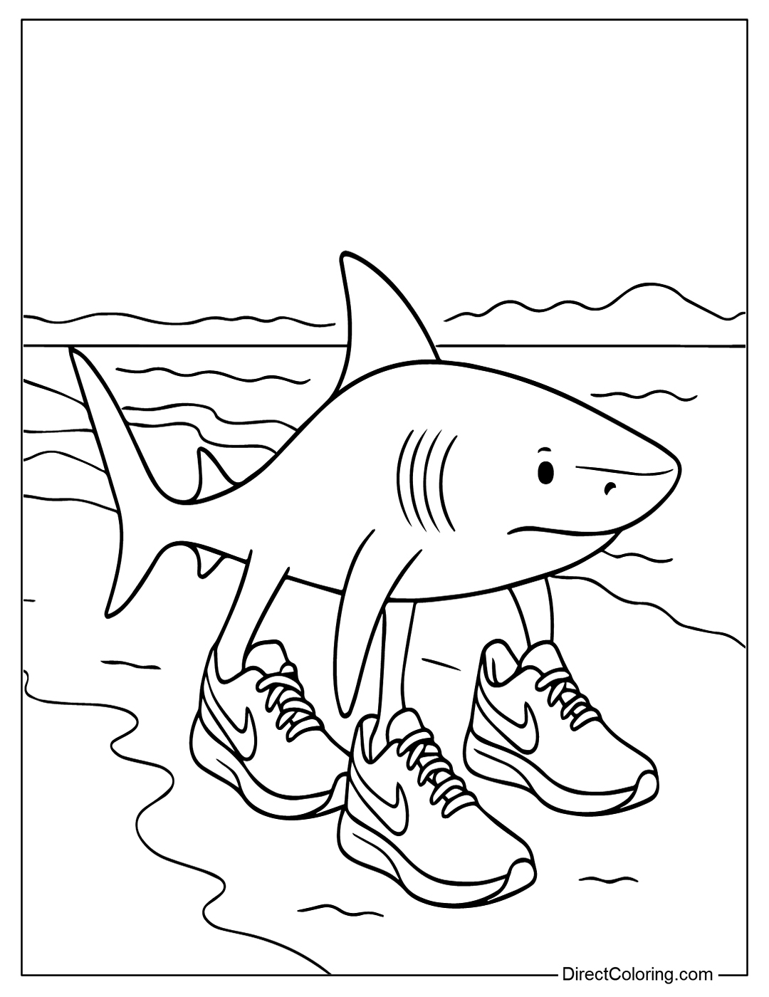 Tralalero Tralala from Italian Brainrot Coloring Page